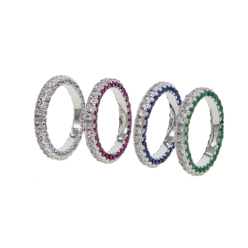 full cz four colors engagement band ring for women classic eternity red green blue stack drop shipping female elegance jewelry | Украшения