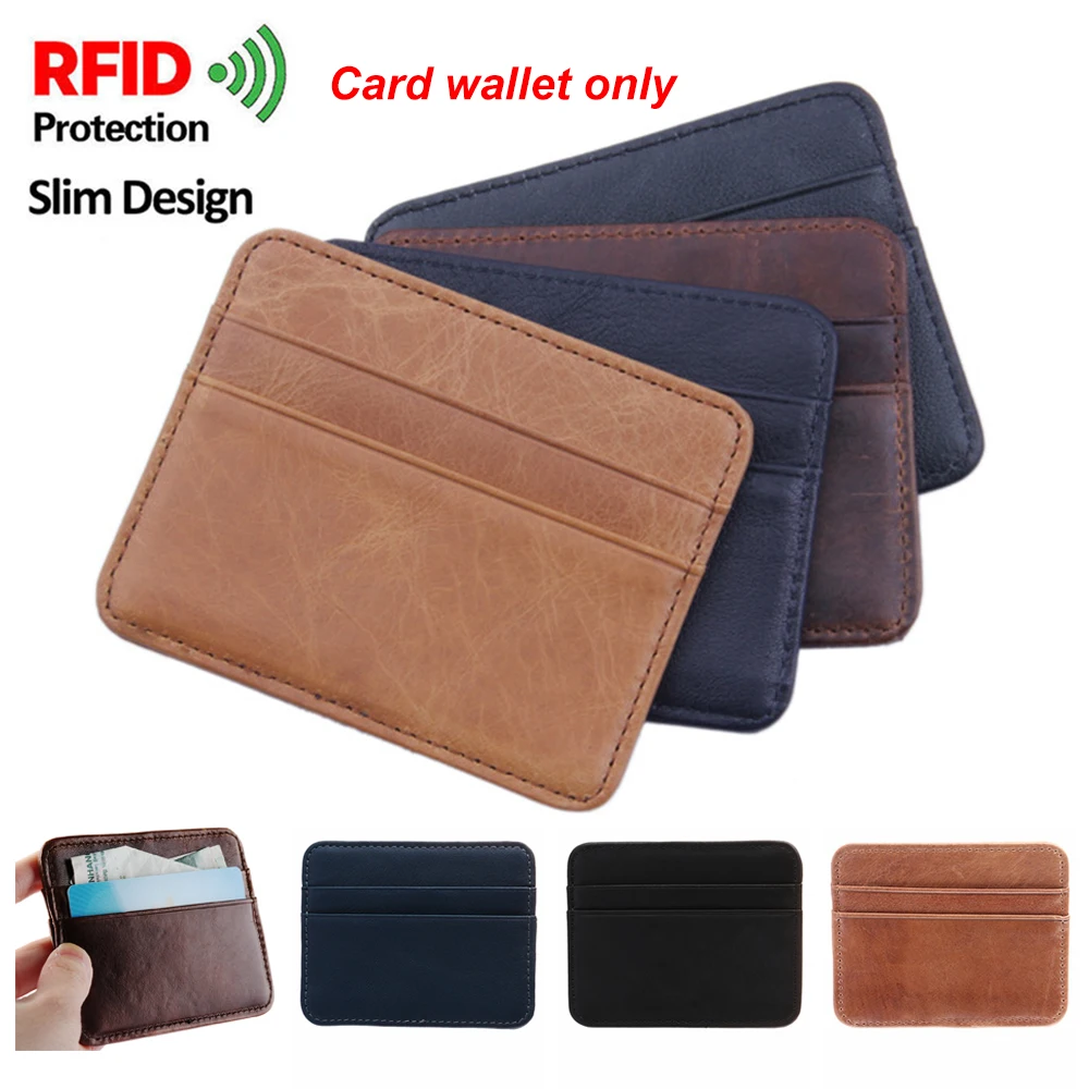 1 шт. мужской RFID блокирующий кредитный держатель для карт из искусственной кожи тонкий кошелек зажим кредитный держатель для карт карман для монет карбоновый держатель для карт