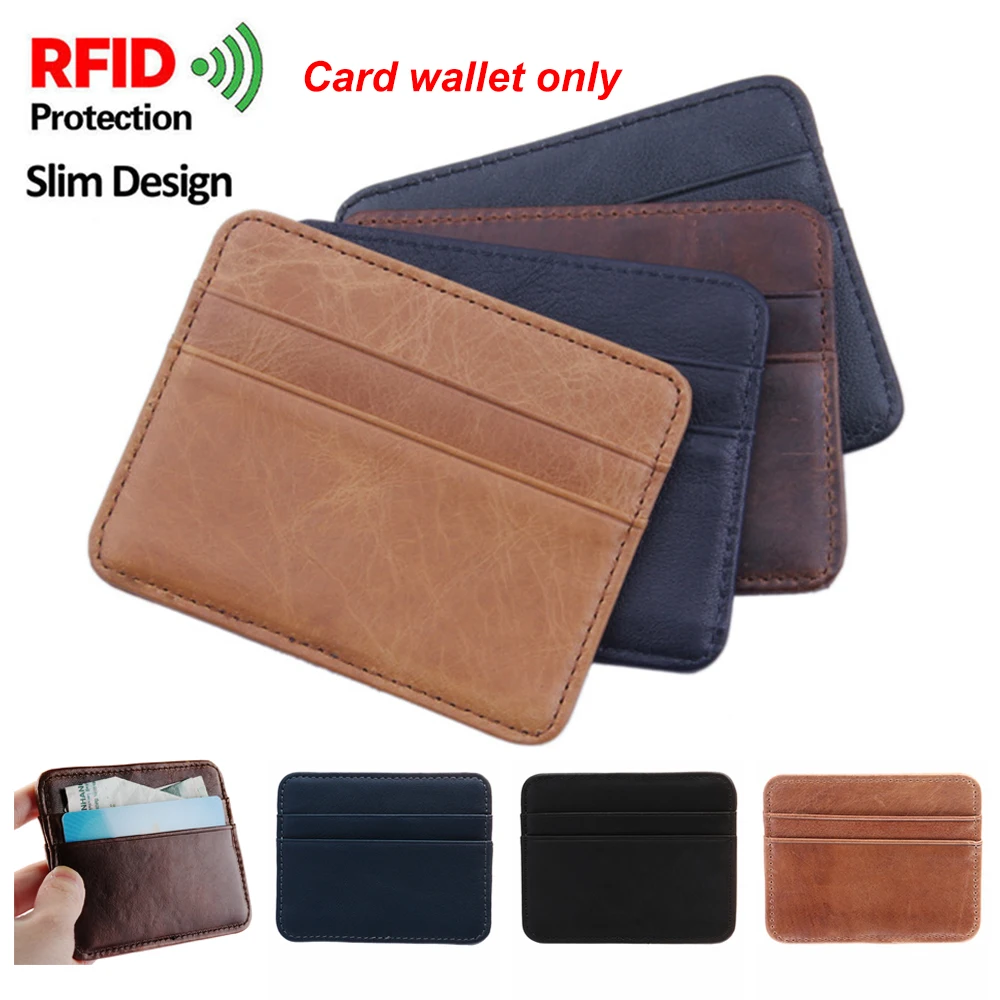 Мужской RFID кошелек тонкий Зажим для кредитных карт карман монет из углеродного