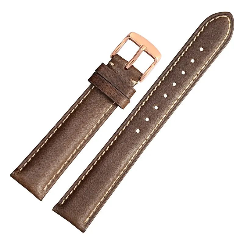 WOCCI Watch Band-винтажный кожаный ремешок для часов, выбор цвета и ширины(18 мм, 19 мм, 20 мм, 21 мм или 22 мм), Пряжка из розового золота