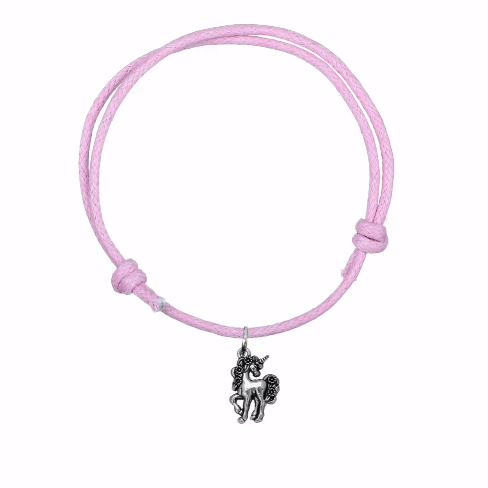 

Teamer Adjustable Korea Wax Cord Bracelet Artist Palette Crystal Charm Wrist Jewelry Unicorn Pendant Best Gift for Man 5pcs/lot