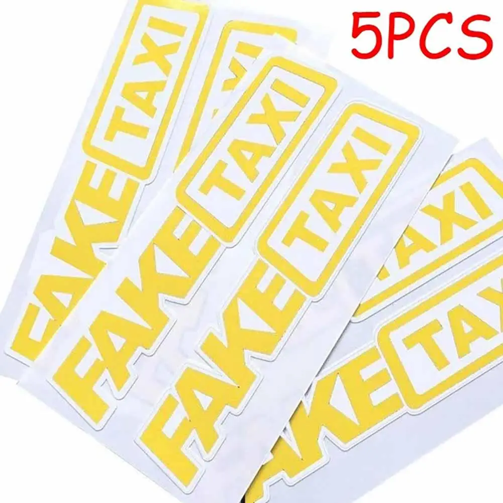 

5Pcs FAKE TAXI Funny Car Vehicle Body Window Bumper Decals Reflective Sticker