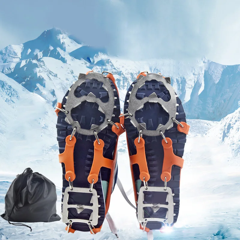 

Covers Spike Crampons 19 Teeth Universal Shoes Cleats Hiking Boot Gripper Wraps Snow Climbing Anti-slip Durable