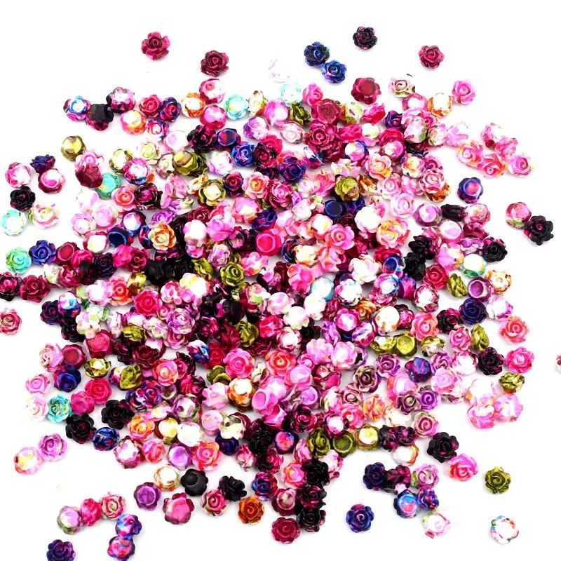 100 шт смешанные полимерные розовые цветы, украшения с плоской задней стороной, кабошон, Скрапбукинг для украшения, наклейки для ногтей, аксессуары для самостоятельного изготовления - Цвет: 5mm