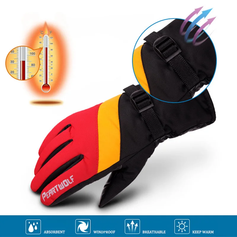 

Winter Professional Ski Gloves Girls Boys Adult Waterproof Warm Gloves Snow Kids Windproof Skiing Snowboard Gloves