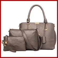 Nuevos 2015 forman a mujeres del cuero genuino bolso patrón sólido mujeres bolso famoso de la marca alta calidad mujeres bolso de mano 3 Sets