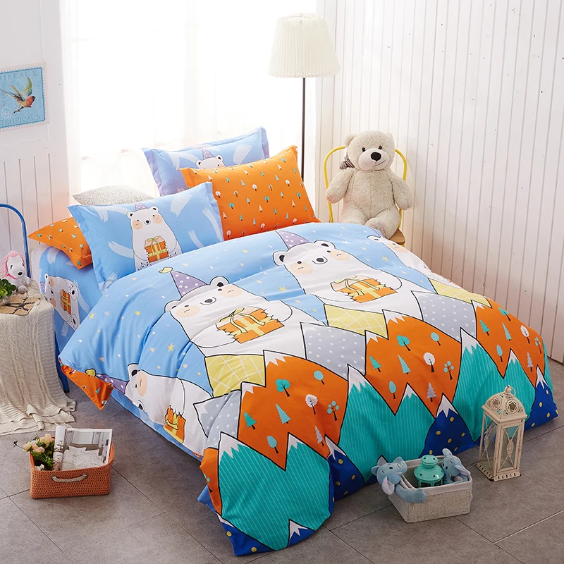 

Cute Cartoon Polar Bear Bedding Set Cotton Bed Linen Adult/Kids Duvet Cover Sets Sheet&pillowcases