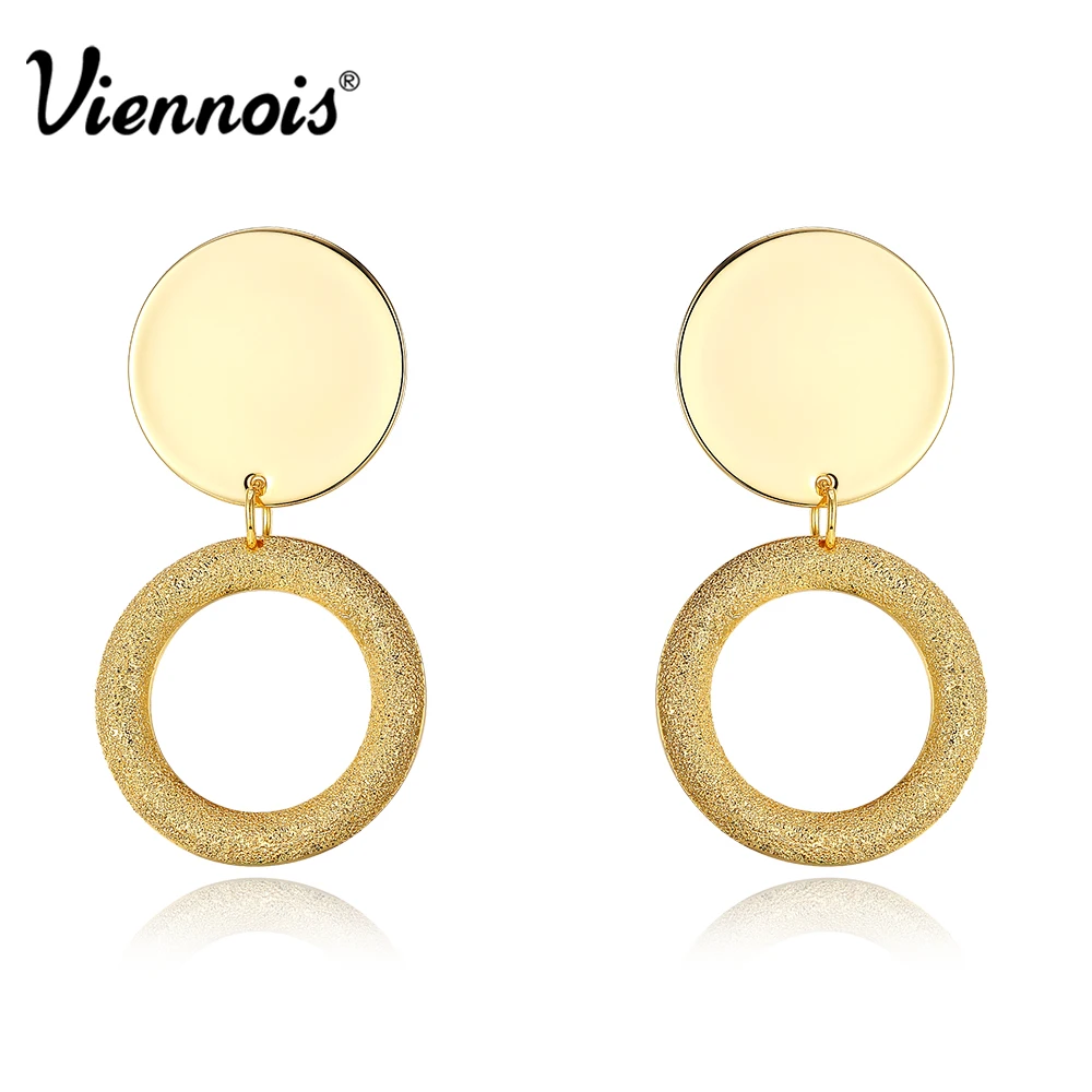 

Viennois Brand New Circle Earrings for Women Gold Color Round Drop Earring Female Party Jewelry