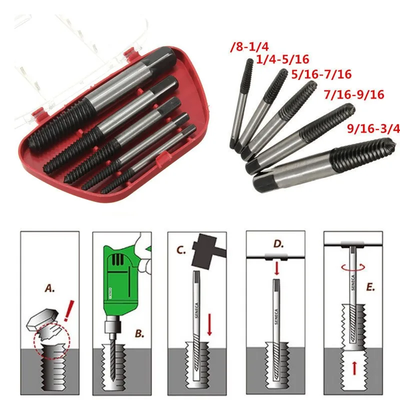 5 шт. винт Extractor легкий набор сверл руководство Broken поврежденные болт Remover
