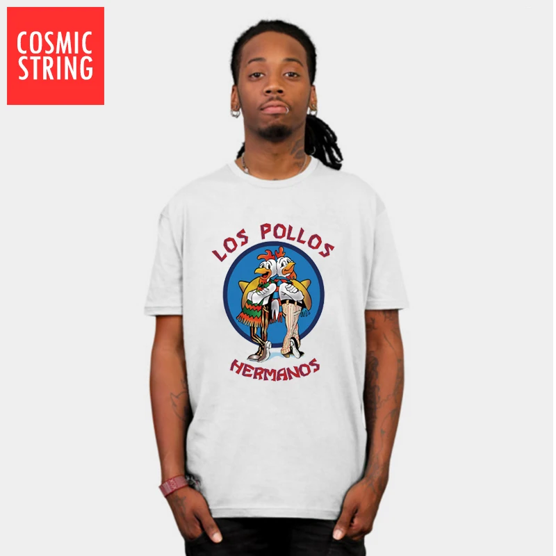 COSMIC STRING/Мужская модная футболка с надписью «Breaking Bad», LOS POLLOS Hermanos, футболка с короткими рукавами с изображением братьев куриц, хипстерские Топы