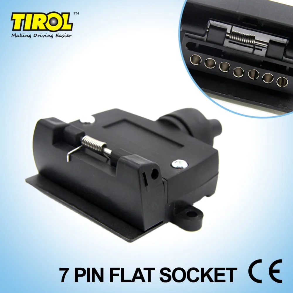 

TIROL T21613a New 7-Pin Flat Trailer Socket Light Connector 12V 7 Way Female Trailer Adapter Caravan RV Boat Truck FREESHIPPING