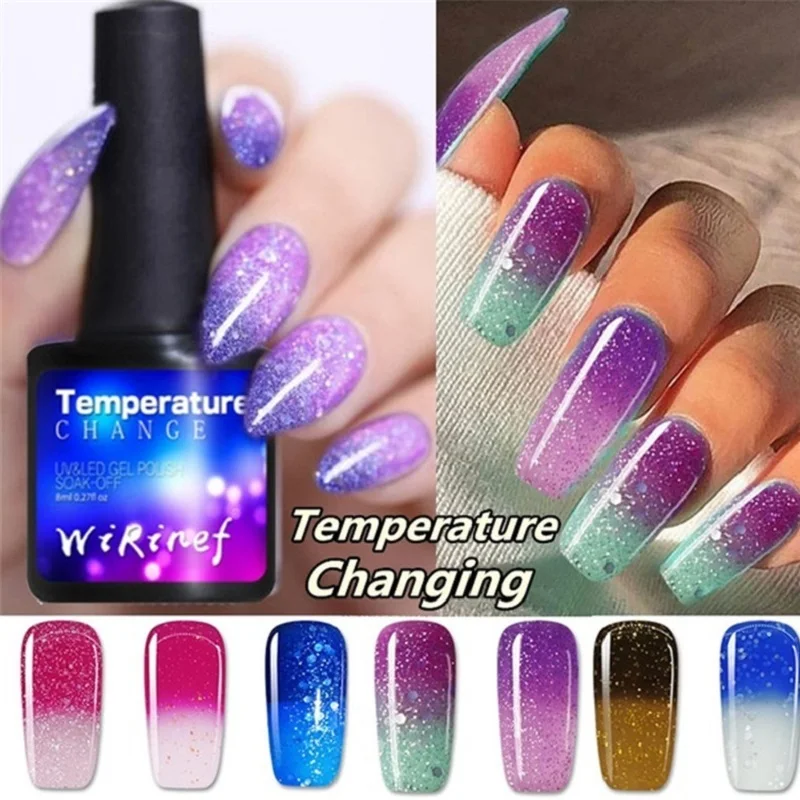 

8 Colors 8ml Temperature Change Color Nail Gel Thermal Nail Gel Polish Soak Off UV Long Lasting Chameleon Nail Lacquer Varnish