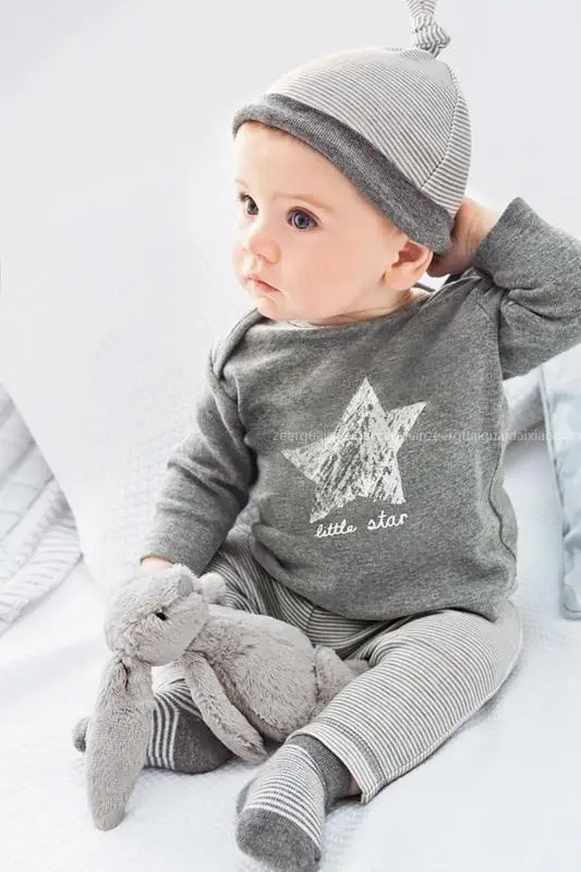 Детский хлопковый комплект из 3 предметов свитшот + штаны шапки|newborn clothing|newborn clothing