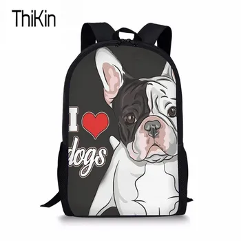 

THIKIN Bulldog Women's Schoolbag High Quality School Backpacks For Girls Boys Primary Student Satchel Teenagers Book Bag Mochila