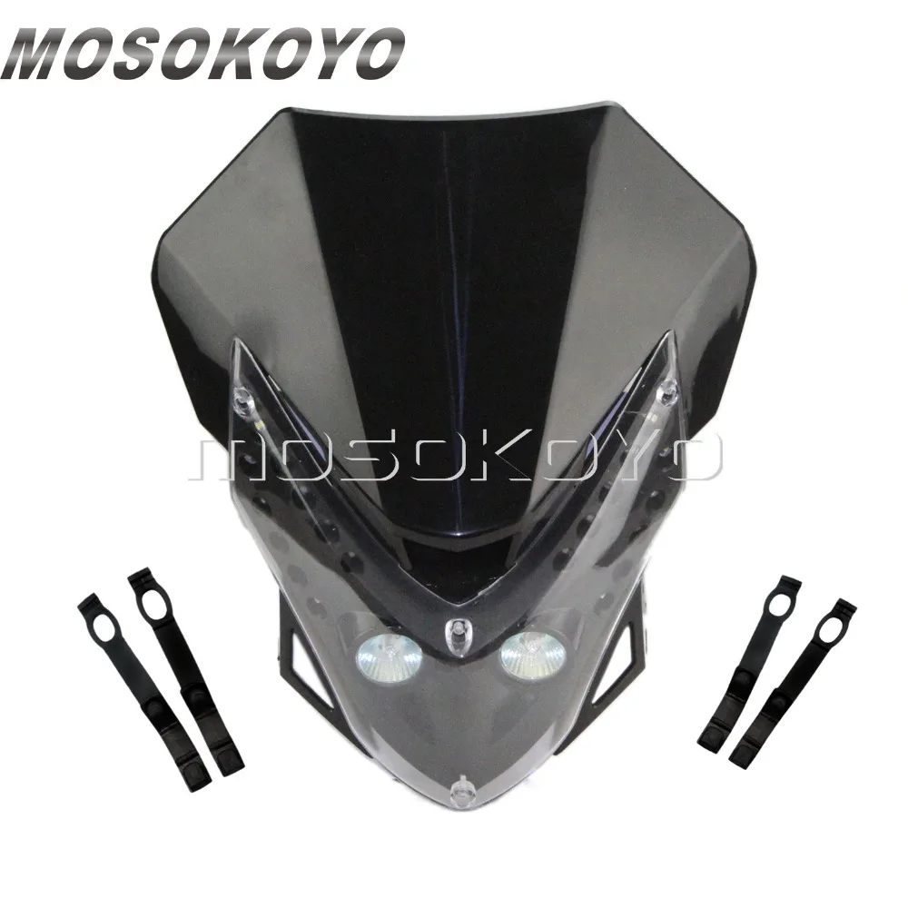 Supermoto мотоциклетный головной светильник для FZR Fazor FZ6 YZF R1 R6 Dirt Bike Motocross Head Lamp w/светодиодный светильник указателя поворота