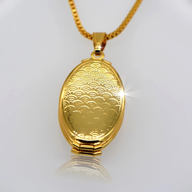 New Trendy Romantic Oval Box Pendant Gold Plated Fashion Vintage