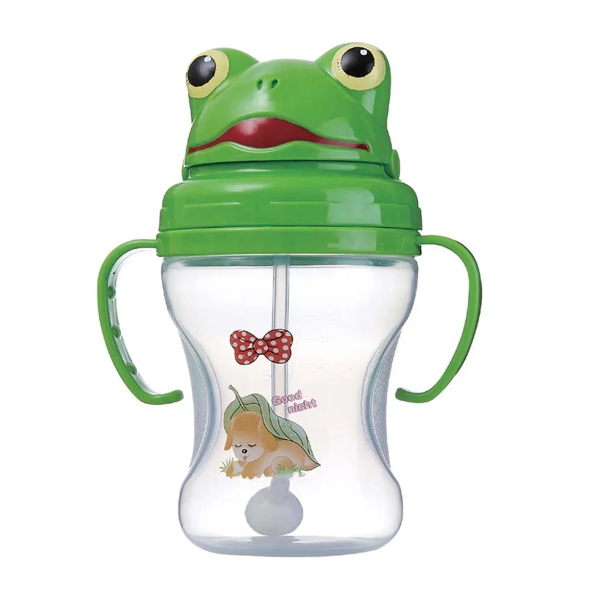 240ML Durable Baby Kids Straw Cup Drinking Bottle Sippy Cups with Handles Cute Frog &amp Bee Design | Мать и ребенок