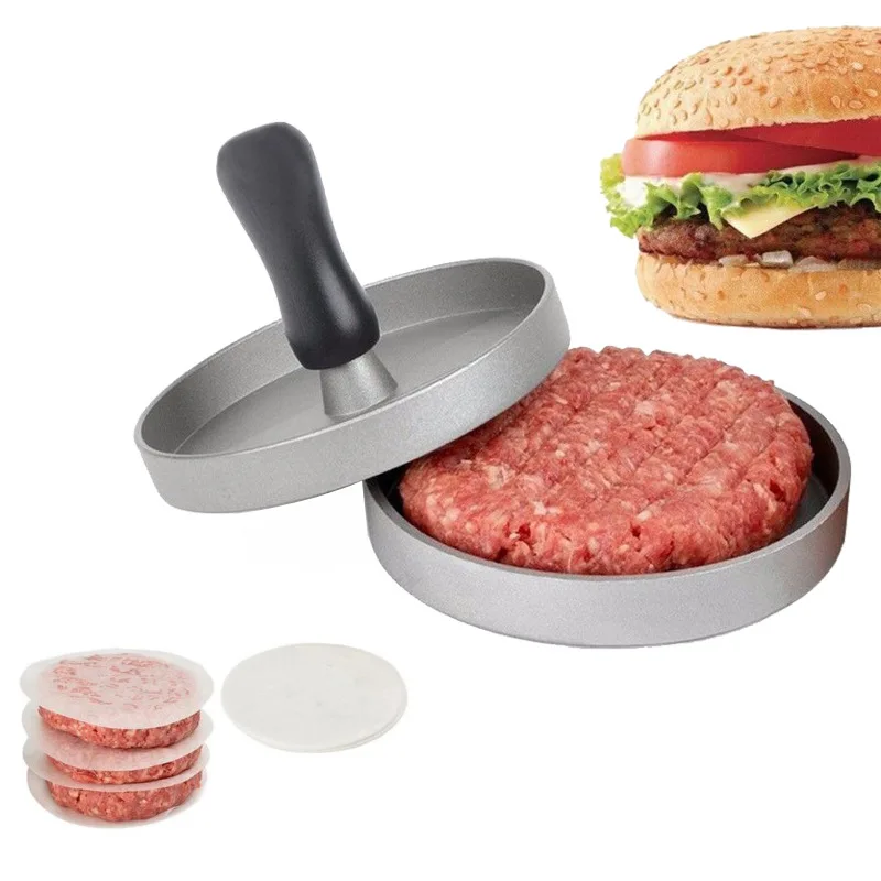 

Hamburger Meat Beef Grill Burger Press Patty Maker Mold 1 Set Round Shape Hamburger Press Aluminum Alloy 11 cm Dropshipping