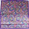 Spring And Autumn Female Satin Scarf,Big Square Scarves Hijabs Printed,Women Scarf,Purple Polyester Silk Scarf Shawl 90*90cm 2