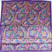 Spring And Autumn Female Satin Scarf,Big Square Scarves Hijabs Printed,Women Scarf,Purple Polyester Silk Scarf Shawl 90*90cm 2