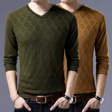2017 Autumn And Winter New Men’s Long-sleeved Sweater Slim V-neck Pure Color Men’s Business Casual Sweater