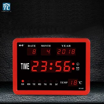 

Digital Clock Desk Table Led Alarm Clocks Temperature Electronic English Mute Timer Week Month Year Backlight Display Date