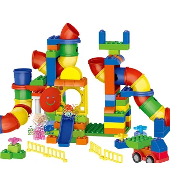 

HM 133 138Pcs My First Box of Fun Amusement Tube Particle 3D Building Blocks education Toys for Gifts Compatible With Toys Duplo
