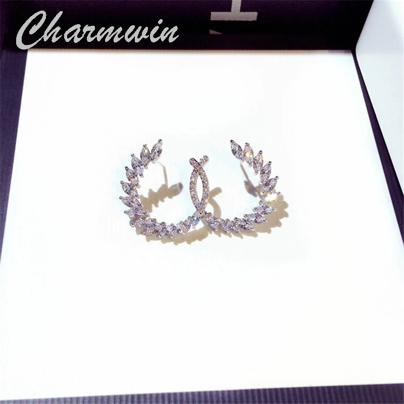 Женские серьги-гвоздики Charmwin с геометрическим рисунком супер-блестящие стразы