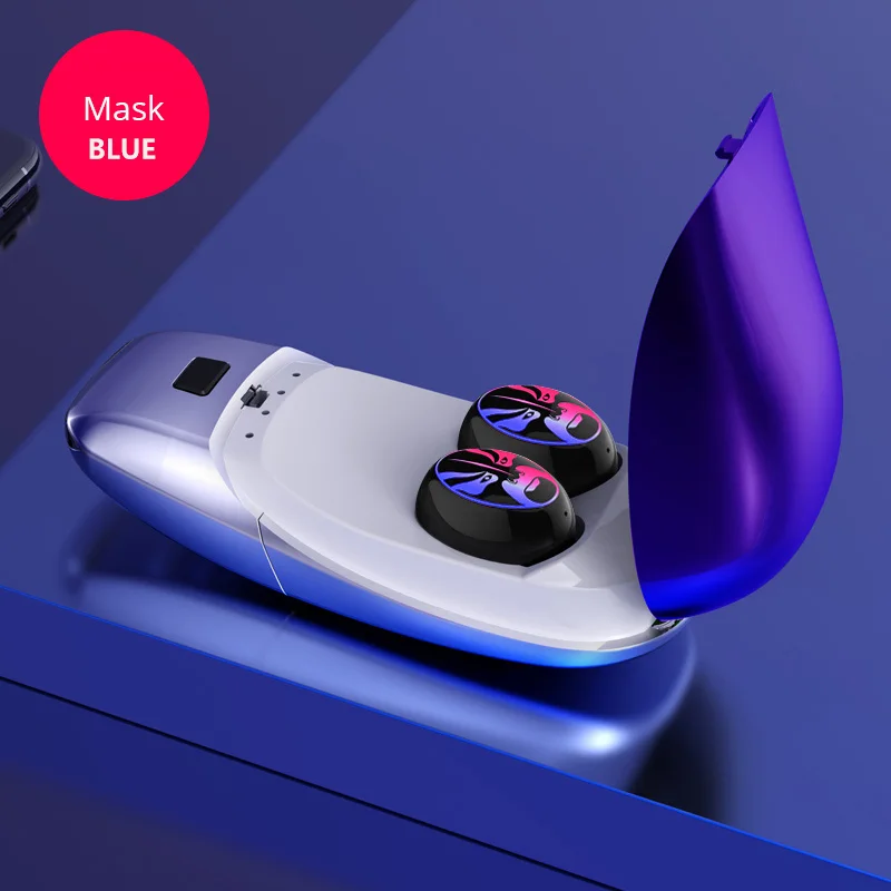 TWS Bluetooth наушники Беспроводные водонепроницаемые наушники HiFi 6D стерео громкой связи Управление шумоподавлением Наушники, гарнитура для видеоигр - Цвет: Mask Blue