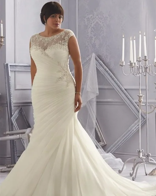 2017 distinctive design plus size mermaid wedding gowns scoop plus size mermaid wedding dress