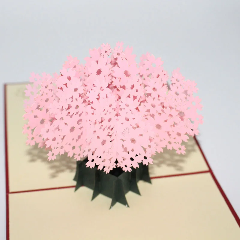  3D Laser Cut Handmade Carving Cherry Blossom Paper Invitation Greeting Card PostCard Birthday Valen - 32791684113