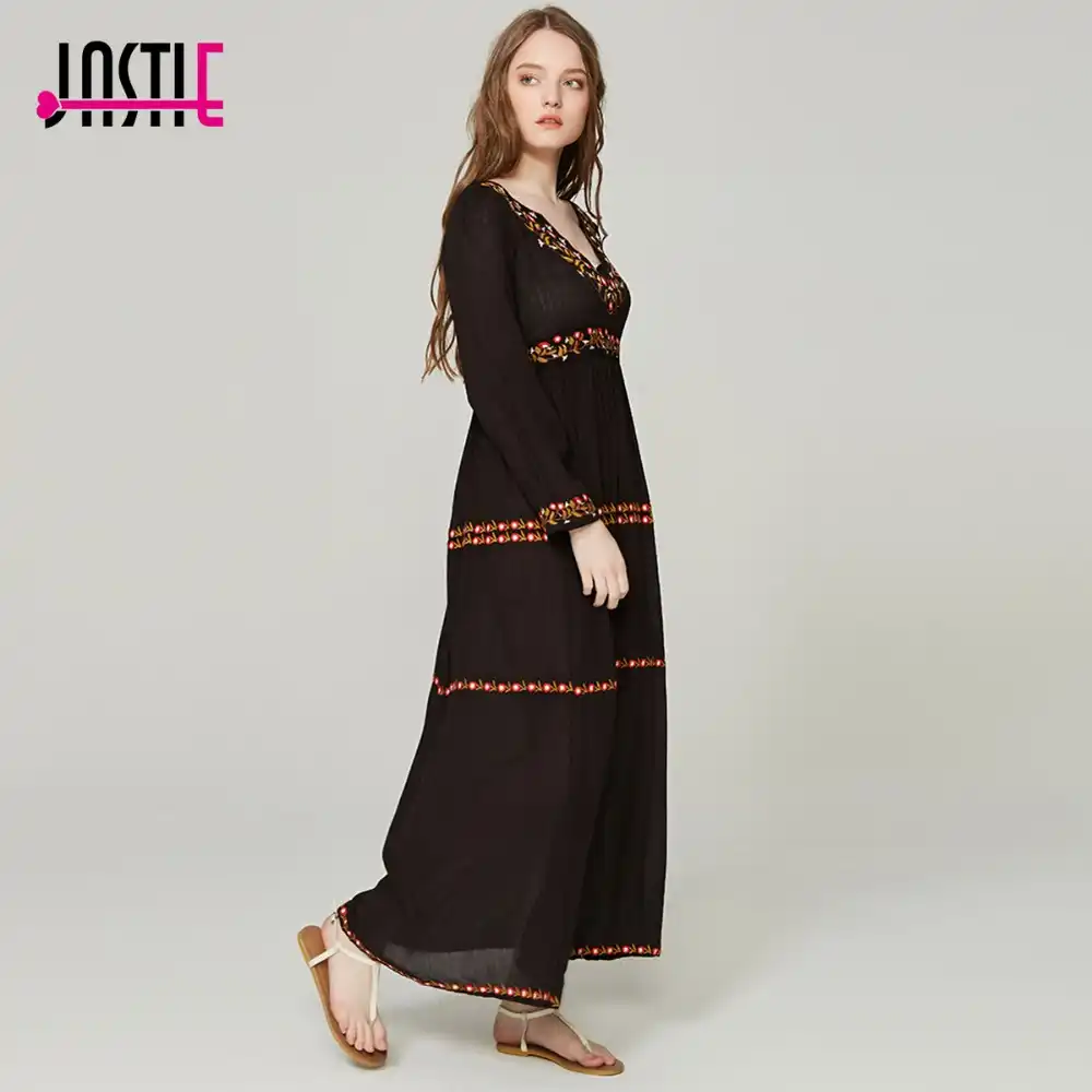 bohemian black maxi dress