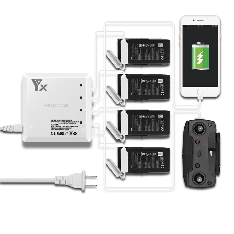 Mini 6 port charger 4 Battery & 2 USB port Intelligent housekeeper Charging For DJI Mavic air Drone Accessories 1 (4)
