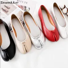 Обувь из натуральной кожи на плоской подошве г. Женские повседневные лоферы с раздельными носками без шнуровки, балетки мокасины для отдыха