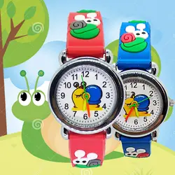 Кварцевые аналоговые часы для девочек с изображением цветов из мультфильма «Улитка» для детей, мужские часы для детей, студенческие часы