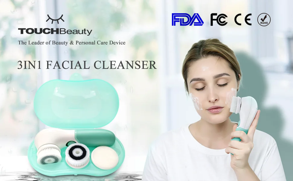 Cabeça de Escova de Rotação Dispositivo de Limpeza de Cara de Duas Conjunto com 3 Touchbeauty Impermeável Escova Facial Limpeza Profunda Diferente Velocidades Tb-14838 7 Beleza e saúde