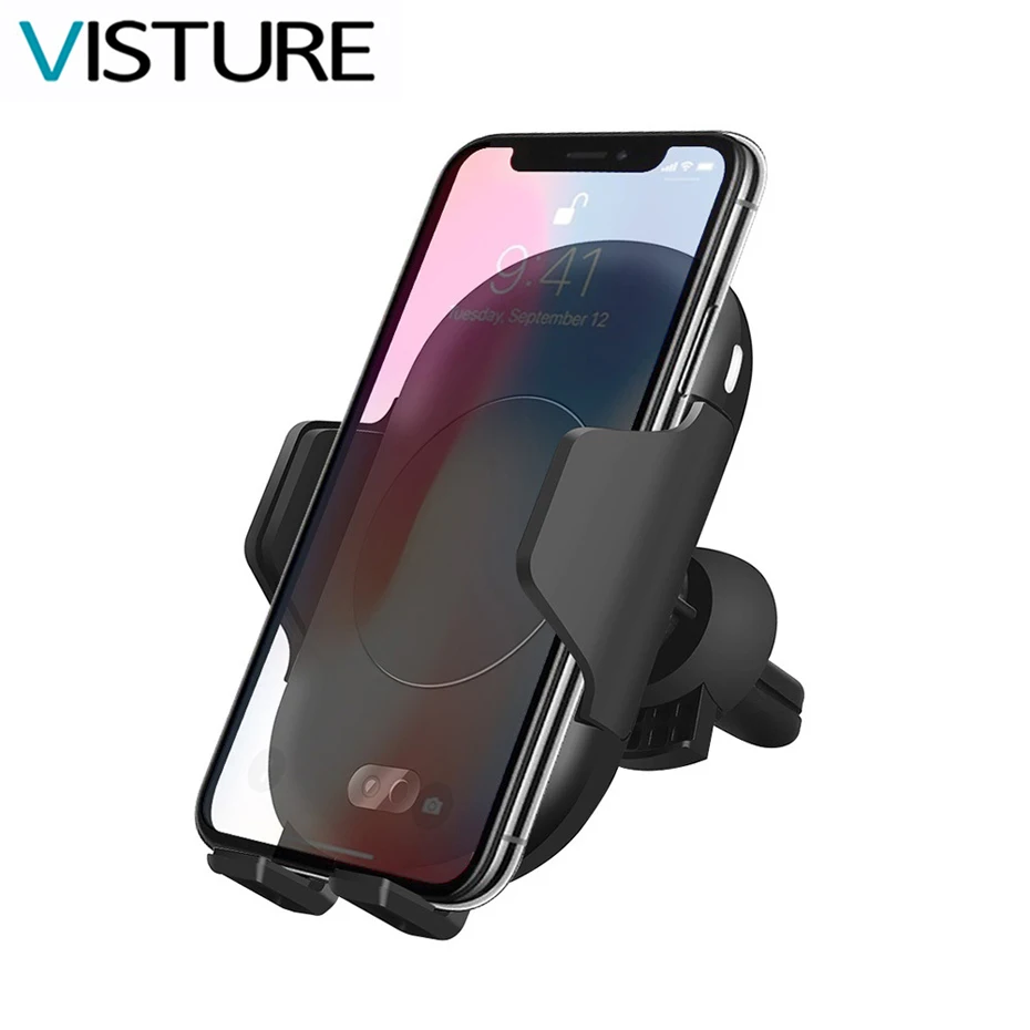 

10W Automatic Infrared Induction QI Fast Wireless Car Charger Car Phone Holder for iPhone XR XS Samsung S9 Visture C10
