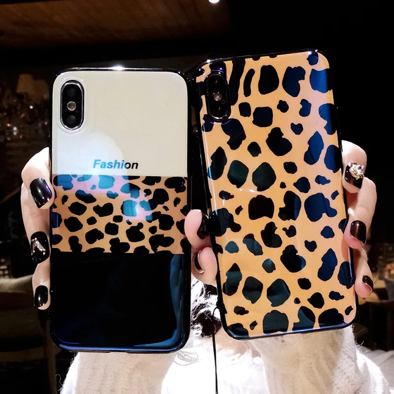 

Kerzzil Fashion Leopard Pattern Phone Case for iPhone X XR Xs Max Blue-ray Back Cover Cases for iPhone 8 7 6 6s Plus SE 5