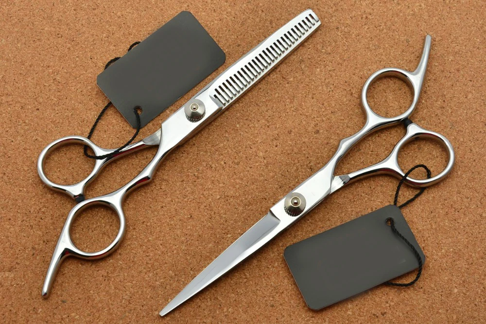 

6 inch Japan TOP GRADE Hairdressing Scissors 440C 62HRC Bang Cut Barbers Cutting Scissors Thinning Shears Hair Scissors