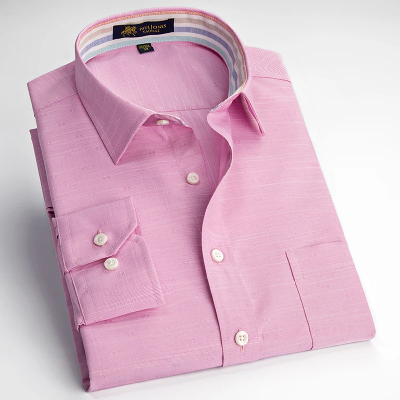 Buy Mens Long Sleeve Solid Linen Dress Shirt with Left
