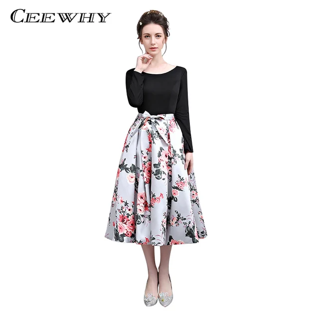Printed Tea Length Dresses