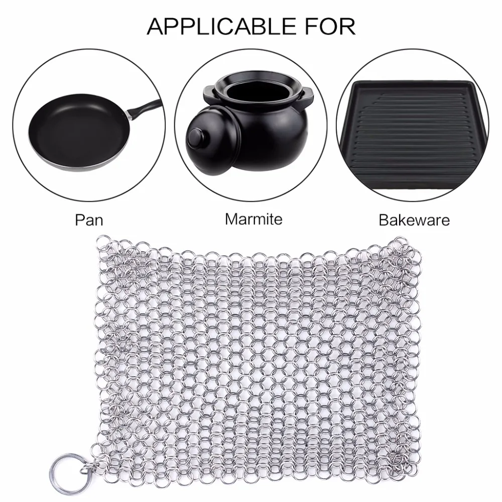 Stainless Steel Chainsmail Cleaner Kitchen Cookware Cleaning Tool for Cast Iron Pan  (3)