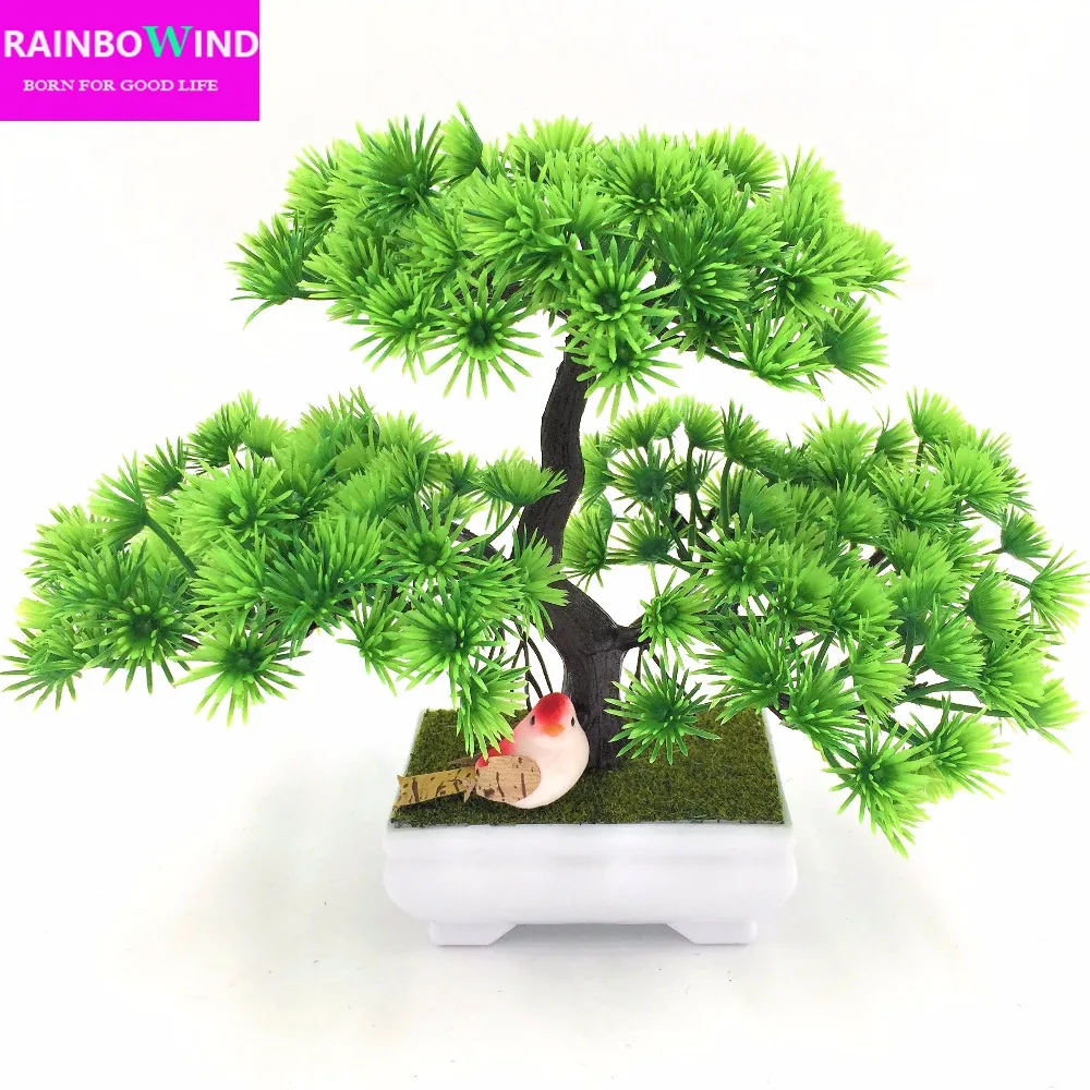 

1pc Welcoming Pine Emulate Bonsai Simulation Decorative Artificial Flowers&wreathes Fake Green Pot Plants Ornaments Home Decor