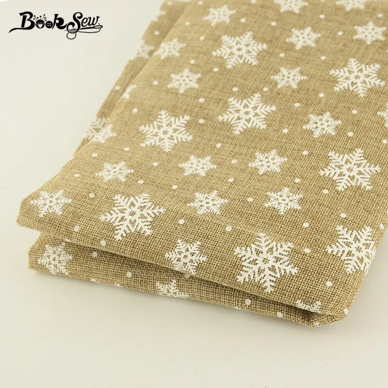 Booksew Лен Ткань 50x150 см Новогодние товары Вышивание ткань Снежинка Дизайн для