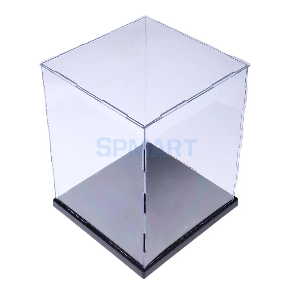 Transparent Acrylic Model Display Case Box Dustproof Box with LED Lights for Action Figure Toys Clear
