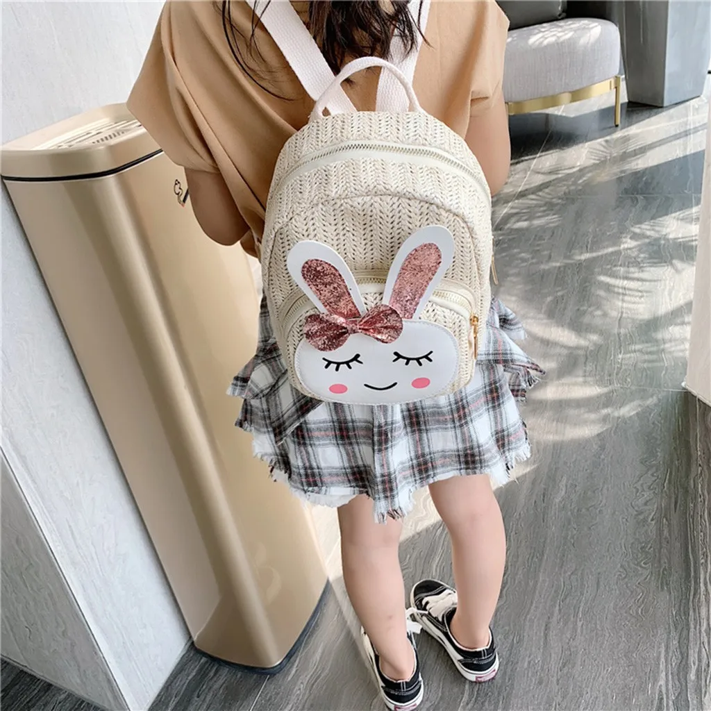 

Children 2019 Cute Backpack For Teenagers Children Mini Sequins Fashion Girls Rabbit Straw Shoulder Backpack Casual Bags