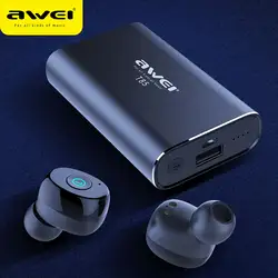 AWEI TWS True беспроводные наушники Bluetooth 5,0 1800 мАч power bank Мини 3D Bluetooth наушники с двойной микрофон для телефона