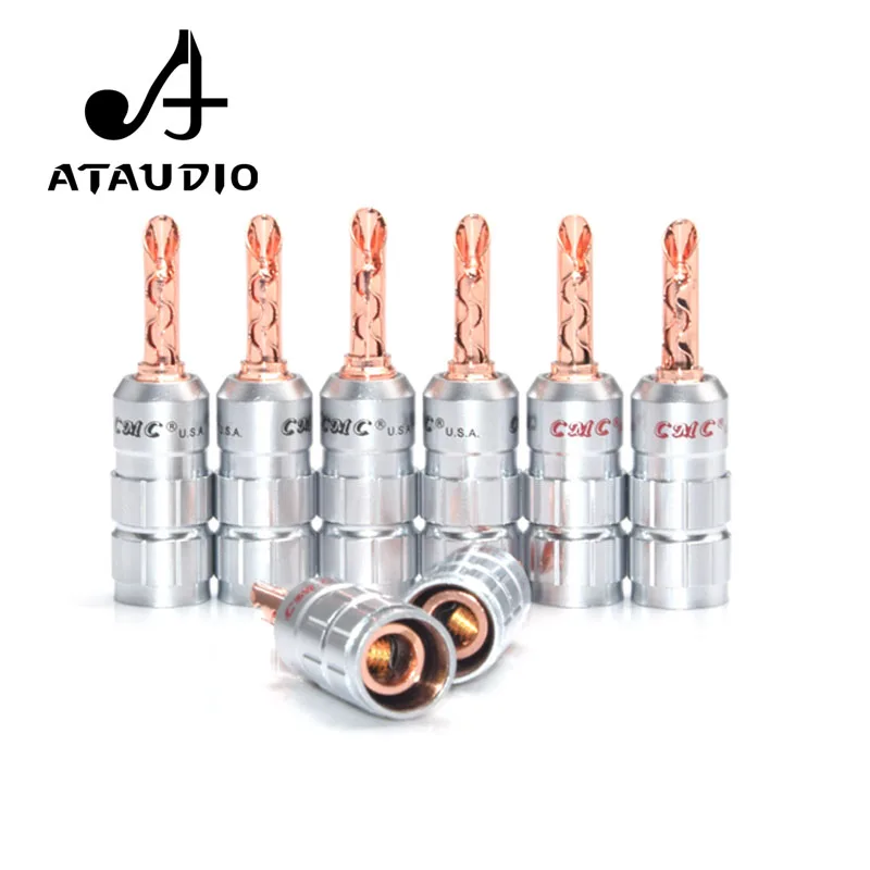 8 шт. ATAUDIO Hifi смс Красный медный Банановый штекер Hi end банановый разъем без пайки