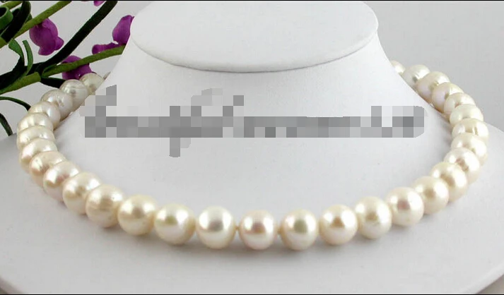 

fast Z1599 REAL 17" 12mm white round freshwater pearl necklace magnet clasp (A0513)