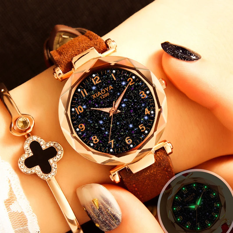 

Fashion Women Watches 2019 Best Sell Star Sky Dial Clock Luxury Rose Gold Women's Bracelet Quartz Wrist Watches New